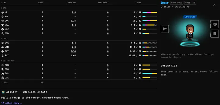 Omar's card in the crew database